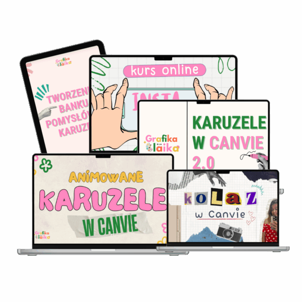 Pakiet 4 kurs&oacute;w: Instakaruzele w Canvie