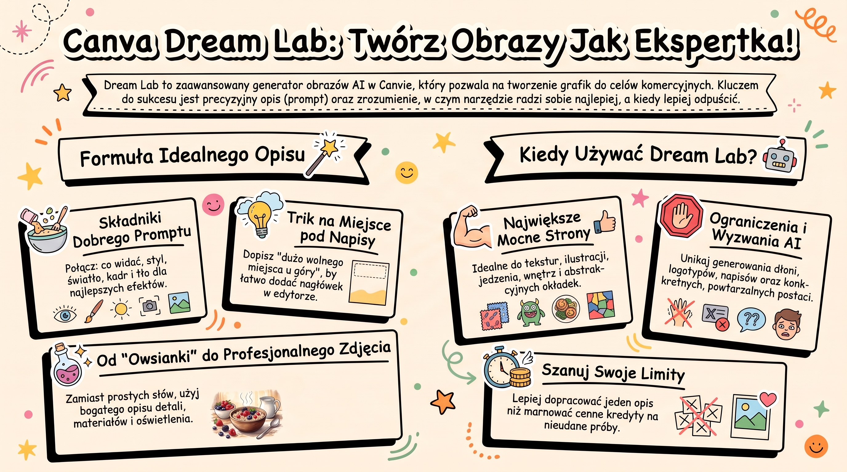 Canva AI 2026, panel z funkcjami AI w edytorze Canvy na ekranie laptopa