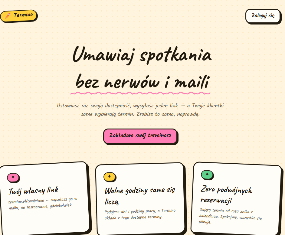 Własna strona do umawiania spotkań zbudowana w Lovable