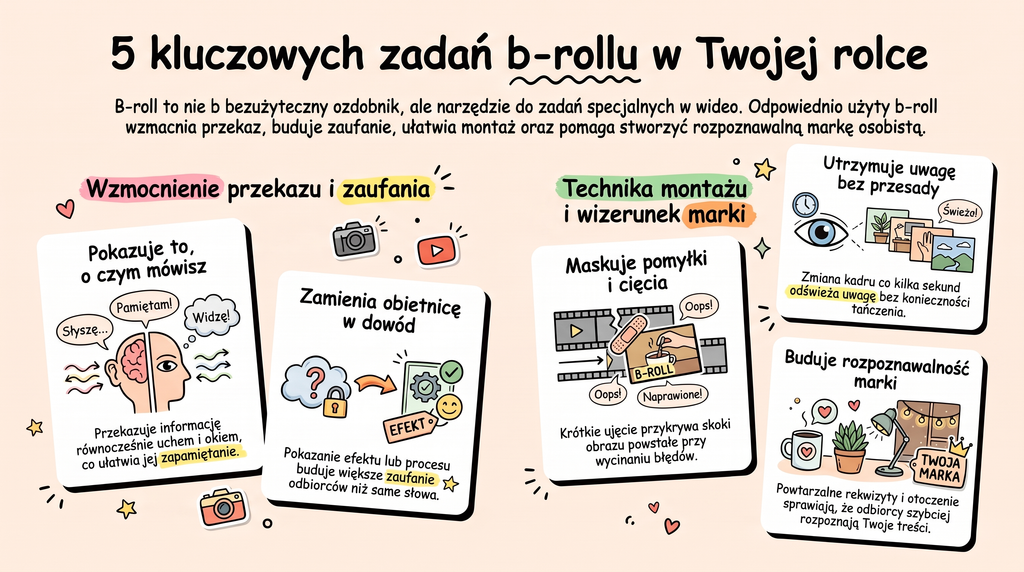 A-roll i b-roll w praktyce: nagrywanie rolki telefonem i ujęcia dodatkowe do montażu w Canvie